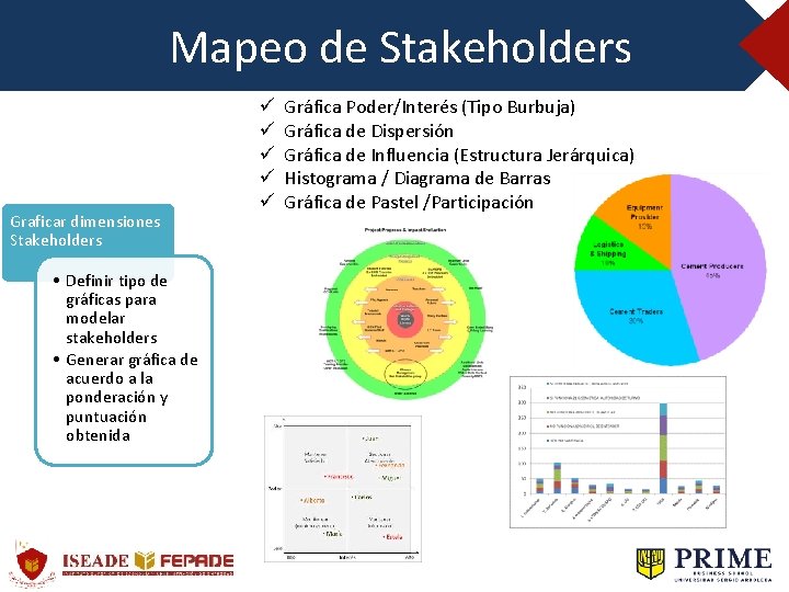 Mapeo de Stakeholders Graficar dimensiones Stakeholders • Definir tipo de gráficas para modelar stakeholders