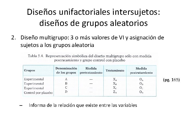Diseños unifactoriales intersujetos: diseños de grupos aleatorios 2. Diseño multigrupo: 3 o más valores