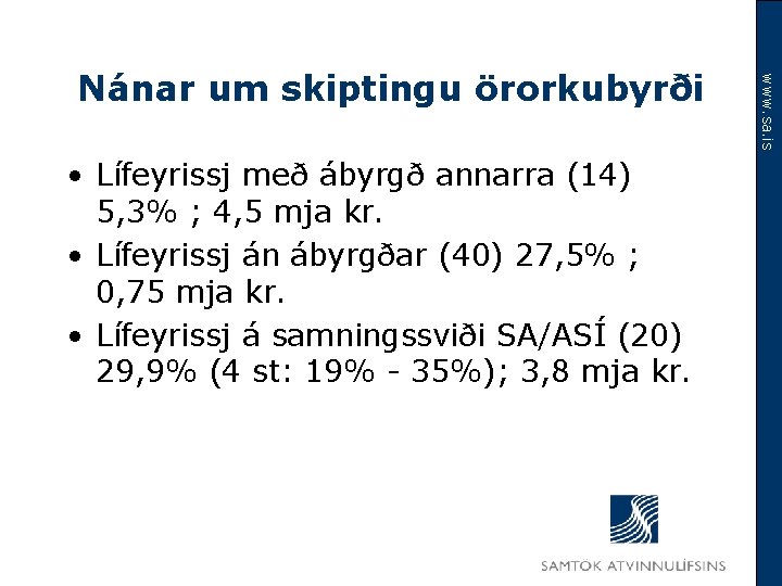  • Lífeyrissj með ábyrgð annarra (14) 5, 3% ; 4, 5 mja kr.