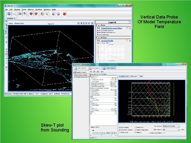 Vertical Data Probe Of Model Temperature Field Skew-T plot from Sounding 