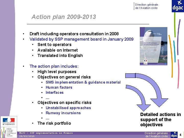 Direction générale de l’Aviation civile Action plan 2009 -2013 • • Draft including operators