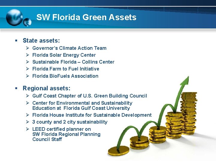 SW Florida Green Assets § State assets: Ø Ø Ø Governor’s Climate Action Team