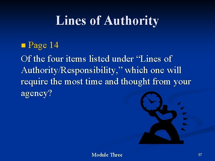 Lines of Authority n Page 14 Of the four items listed under “Lines of