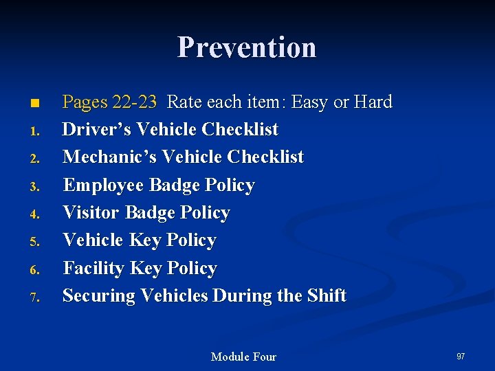 Prevention n 1. 2. 3. 4. 5. 6. 7. Pages 22 -23 Rate each Prevention n 1. 2. 3. 4. 5. 6. 7. Pages 22 -23 Rate each