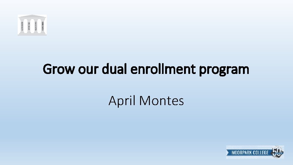 Grow our dual enrollment program April Montes 