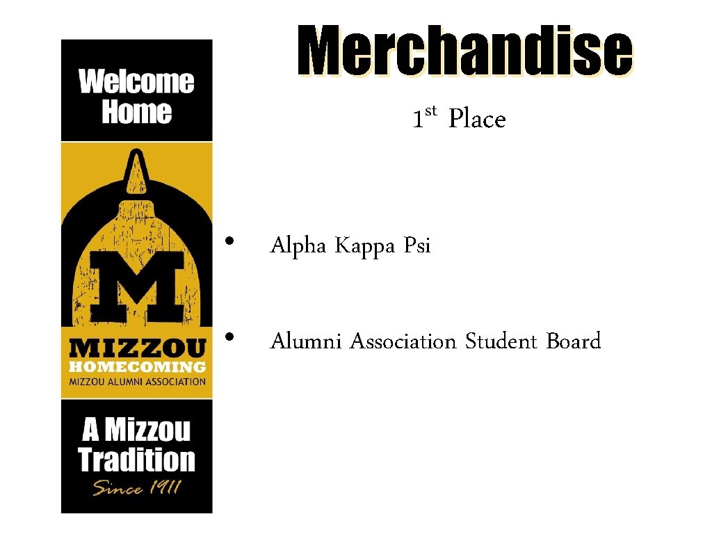 Merchandise st 1 Place • Alpha Kappa Psi • Alumni Association Student Board 