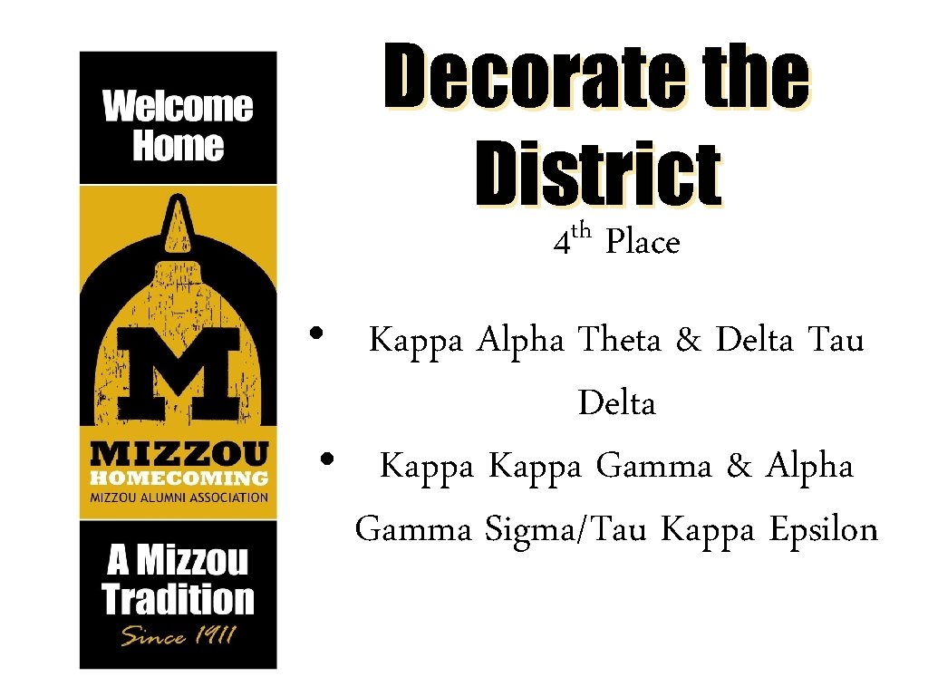 Decorate the District th 4 Place • Kappa Alpha Theta & Delta Tau Delta