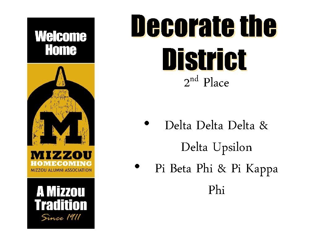 Decorate the District nd 2 Place • Delta & Delta Upsilon • Pi Beta