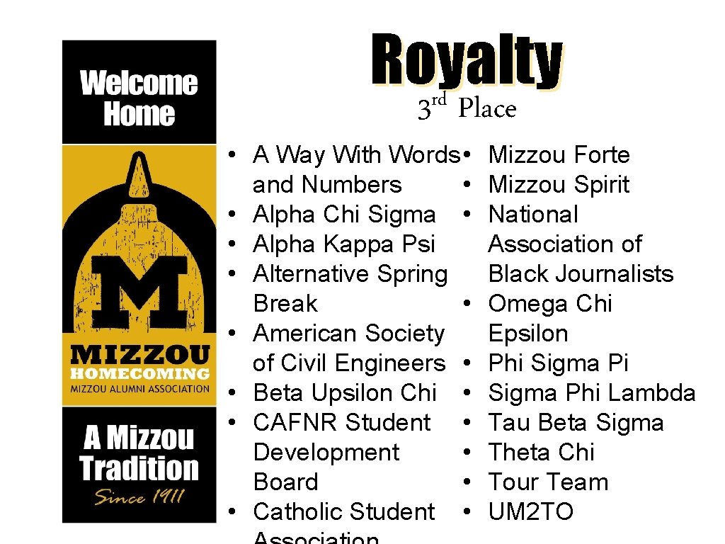 Royalty rd 3 Place • A Way With Words • • and Numbers •