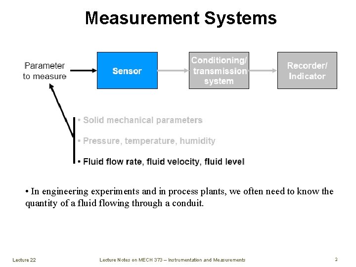 Measurement Systems • In engineering experiments and in process plants, we often need to Measurement Systems • In engineering experiments and in process plants, we often need to