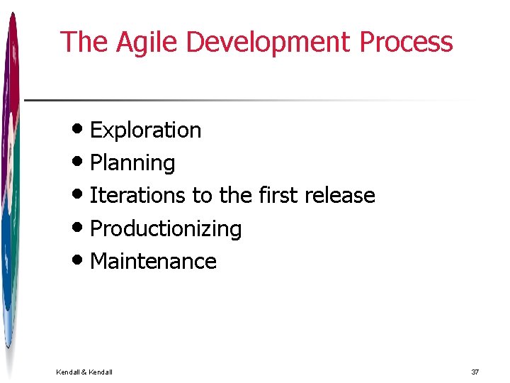 The Agile Development Process • Exploration • Planning • Iterations to the first release The Agile Development Process • Exploration • Planning • Iterations to the first release