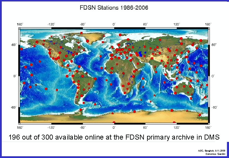 FDSN 196 out of 300 available online at the FDSN primary archive in DMS