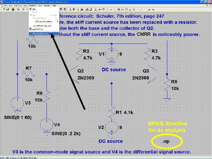 31 CMRR SPICE directive for dc analysis 