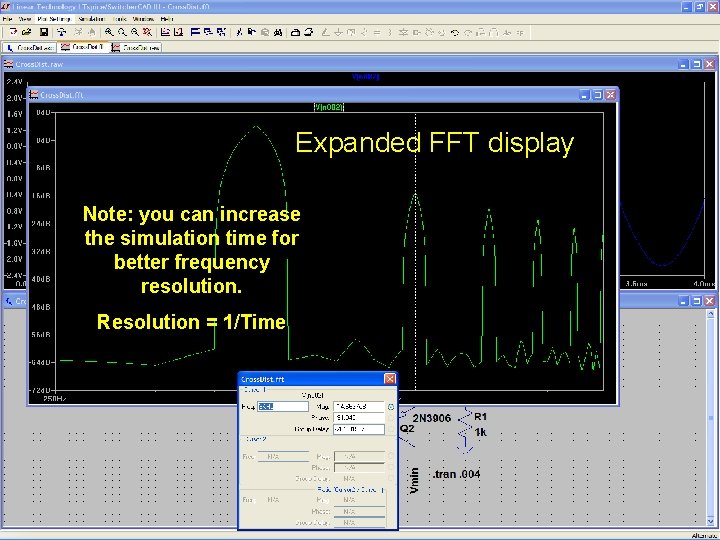 57 Expanded FFT display Note: you can increase the simulation time for better frequency