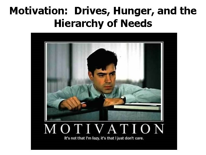 Motivation: Drives, Hunger, and the Hierarchy of Needs 