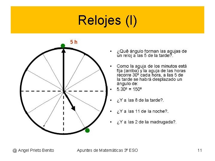 Relojes (I) @ Angel Prieto Benito Apuntes de Matemáticas 3º ESO 11 