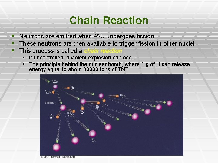 Chain Reaction § Neutrons are emitted when 235 U undergoes fission § These neutrons