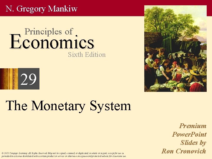 N. Gregory Mankiw Principles of Economics Sixth Edition 29 The Monetary System © 2012