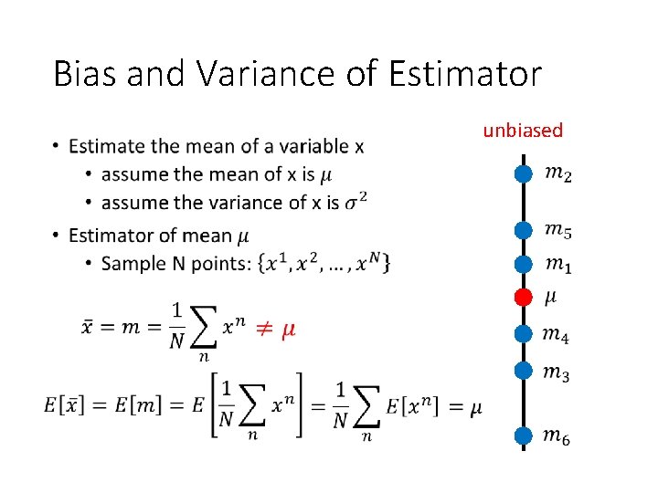 Bias and Variance of Estimator unbiased • 