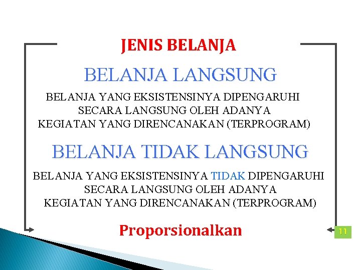 JENIS BELANJA LANGSUNG BELANJA YANG EKSISTENSINYA DIPENGARUHI SECARA LANGSUNG OLEH ADANYA KEGIATAN YANG DIRENCANAKAN