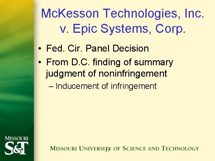 Mc. Kesson Technologies, Inc. v. Epic Systems, Corp. • Fed. Cir. Panel Decision •