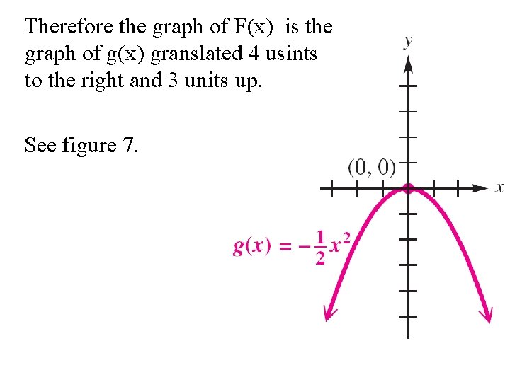 Therefore the graph of F(x) is the graph of g(x) granslated 4 usints to