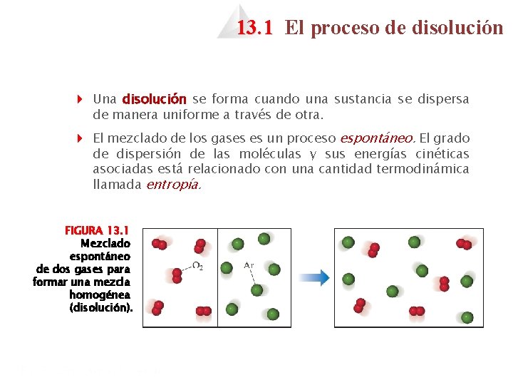 13. 1 El proceso de disolución 4 Una disolución se forma cuando una sustancia