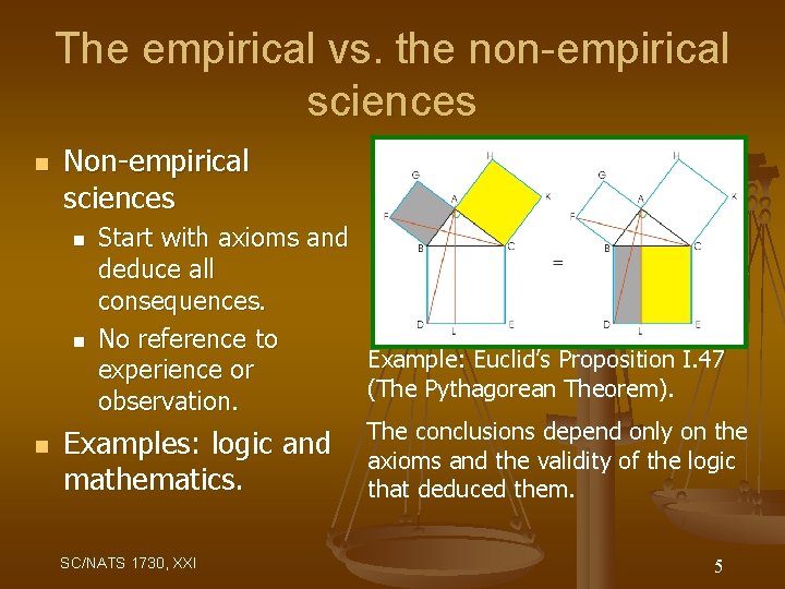 The empirical vs. the non-empirical sciences n Non-empirical sciences n n n Start with