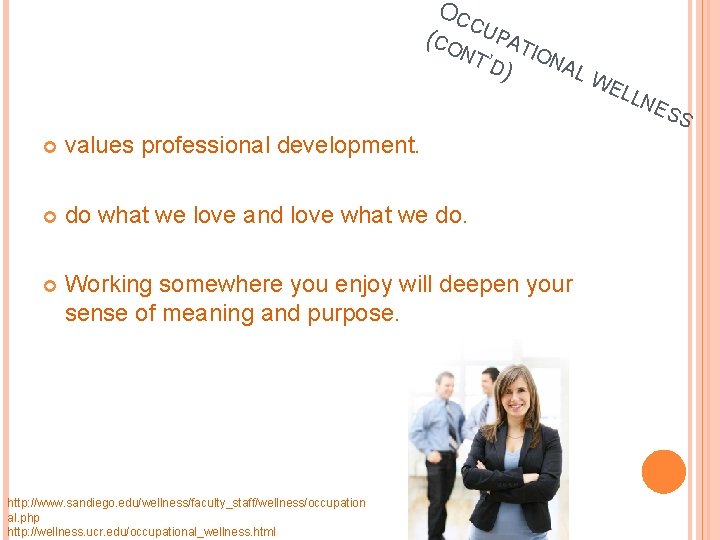 OC CU PA TIO NT NA ’D) L ( CO values professional development. do
