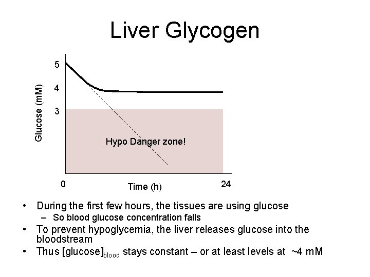 Liver Glycogen Glucose (m. M) 5 4 3 Hypo Danger zone! 0 Time (h)
