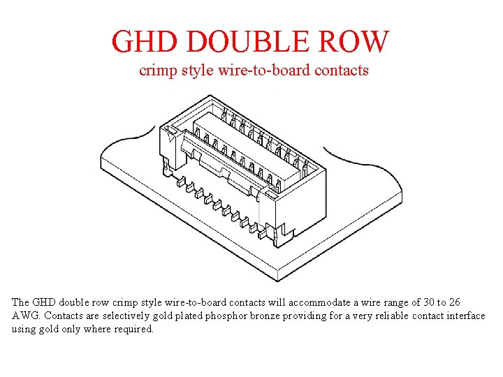 GHD DOUBLE ROW crimp style wire-to-board contacts The GHD double row crimp style wire-to-board