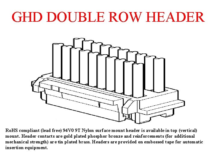 GHD DOUBLE ROW HEADER Ro. HS compliant (lead free) 94 V 0 9 T