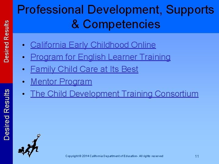 Desired Results Professional Development, Supports & Competencies • California Early Childhood Online • Program