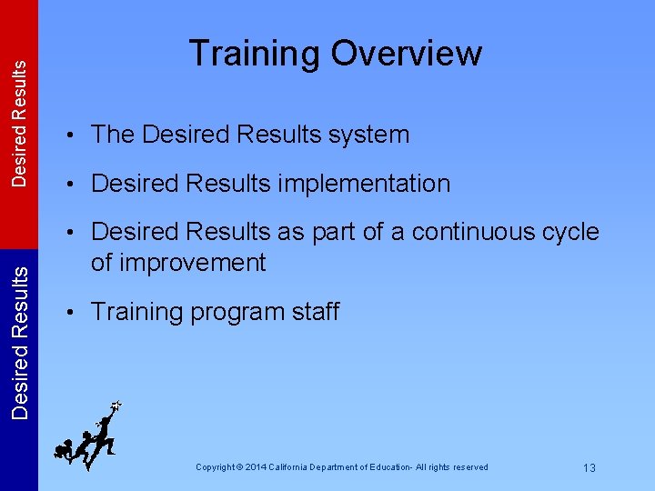 Desired Results Training Overview • The Desired Results system • Desired Results implementation Desired