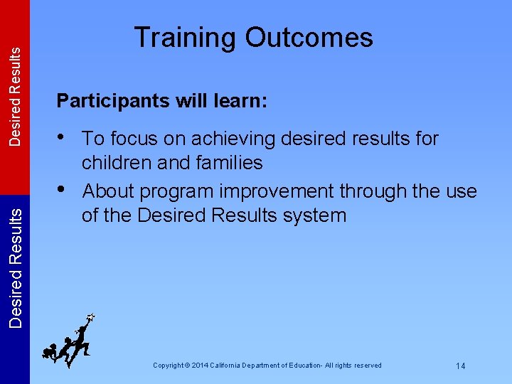 Desired Results Training Outcomes Participants will learn: • To focus on achieving desired results