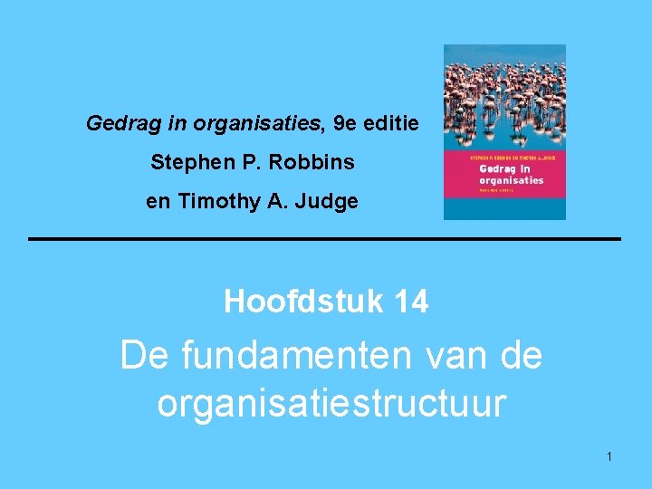 Gedrag in organisaties, 9 e editie Stephen P. Robbins en Timothy A. Judge Hoofdstuk