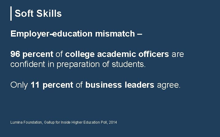 Soft Skills Employer-education mismatch – 96 percent of college academic officers are confident in