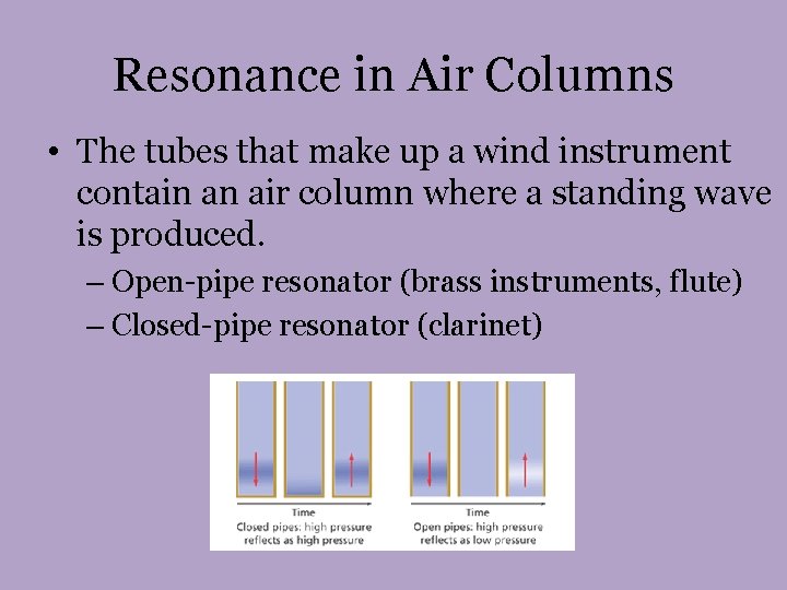 Resonance in Air Columns • The tubes that make up a wind instrument contain Resonance in Air Columns • The tubes that make up a wind instrument contain