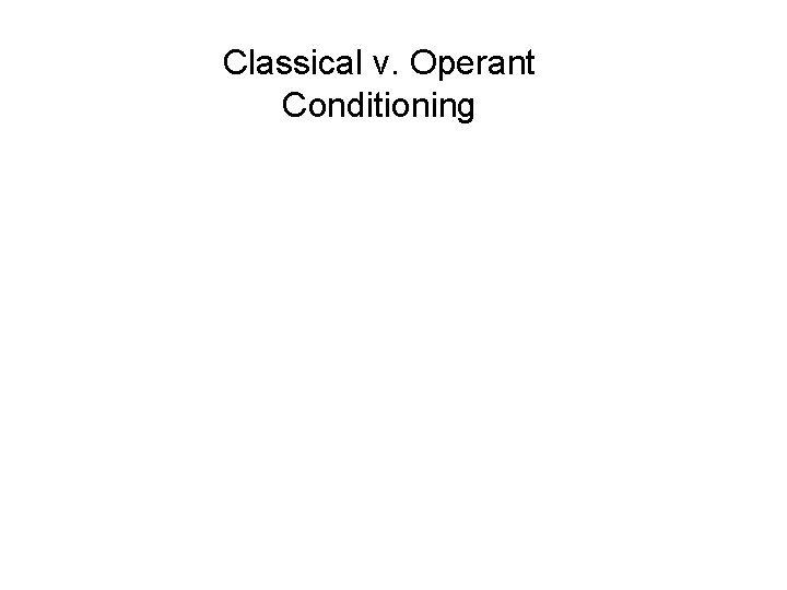 Classical v. Operant Conditioning 