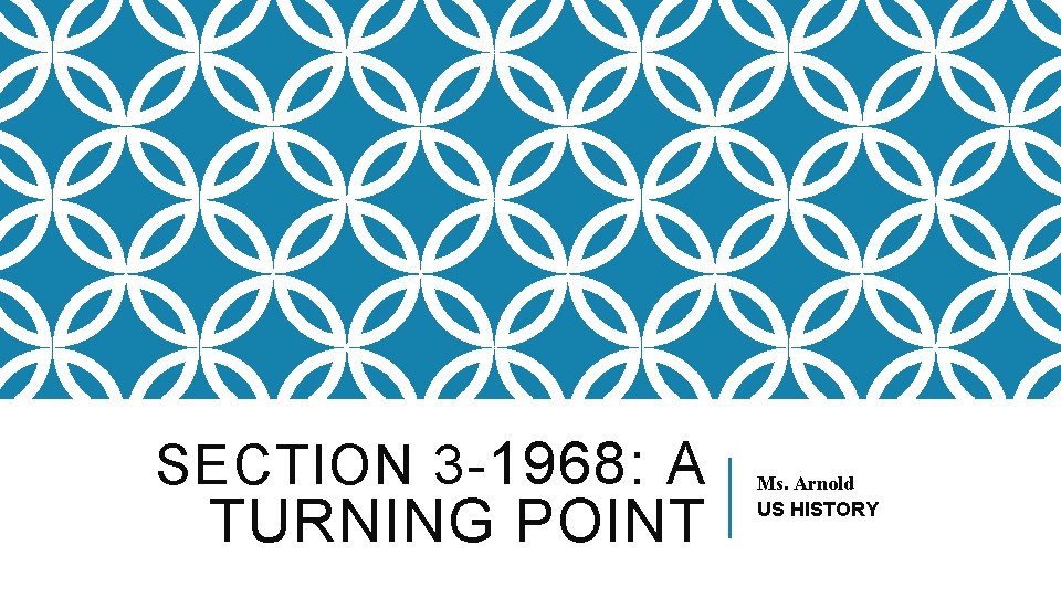 SECTION 3 - 1968: A TURNING POINT Ms. Arnold US HISTORY 