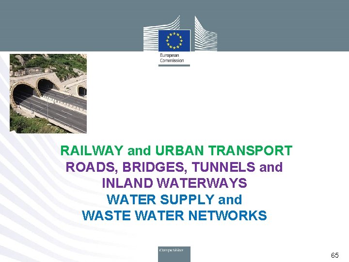 RAILWAY and URBAN TRANSPORT ROADS, BRIDGES, TUNNELS and INLAND WATERWAYS WATER SUPPLY and WASTE