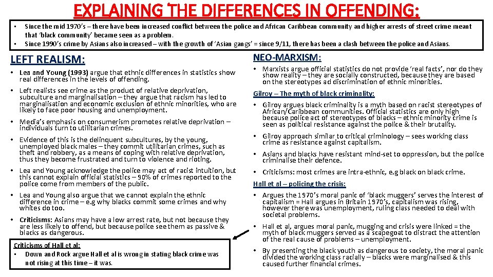 EXPLAINING THE DIFFERENCES IN OFFENDING: • • Since the mid 1970’s – there have