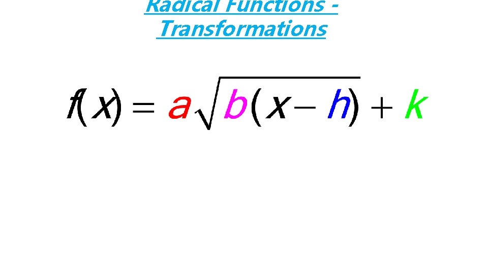 Radical Functions Transformations 