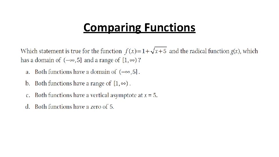 Comparing Functions 