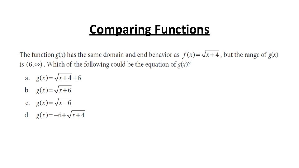 Comparing Functions 