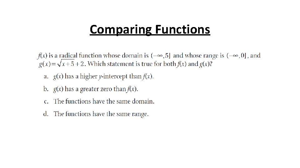 Comparing Functions 