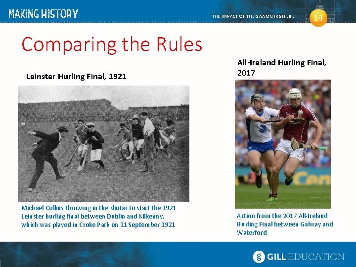 THE IMPACT OF THE GAA ON IRISH LIFE Comparing the Rules Leinster Hurling Final,