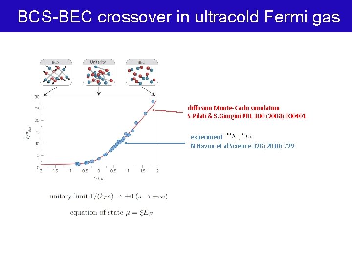 BCS-BEC crossover in ultracold Fermi gas diffusion Monte-Carlo simulation S. Pilati & S. Giorgini