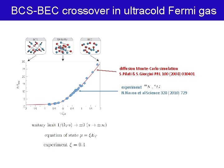 BCS-BEC crossover in ultracold Fermi gas diffusion Monte-Carlo simulation S. Pilati & S. Giorgini