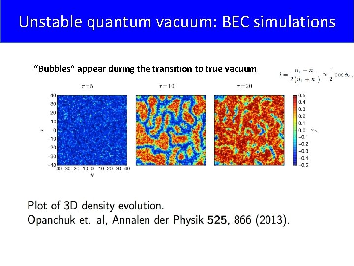 Unstable quantum vacuum: BEC simulations “Bubbles” appear during the transition to true vacuum 